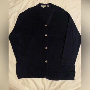 Ann Taylor Vintage Navy Blue Knit Sweater - 100% Silk, Medium